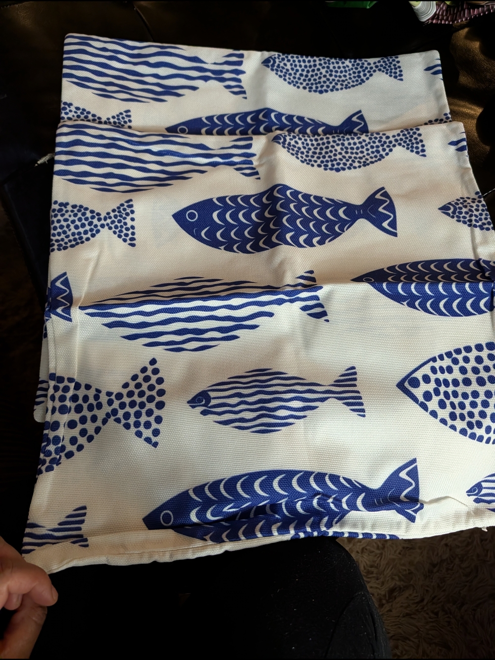 Blue Fish-Print Aquarium Accessory Cover - Brand Unknown